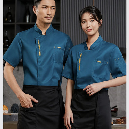 Cook Jacket Catering  Cooking White Shirt Restaurant Kitchen Chef T-shirt Baker Work Uniform Waiter Hotel Clothes Cafe Overalls-KarWorkwear
