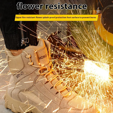 Work Boots Indestructible Safety Shoes Men and Women Steel Toe Shoes Construction Work and Daily Wear Outdoor work hiking boots