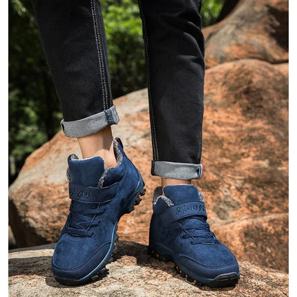 Waterproof Winter Men Boots Suede Warm Snow Outdoor Sneakers Boots Men Work Casual Shoes High-top Non-slip Ankle Boots