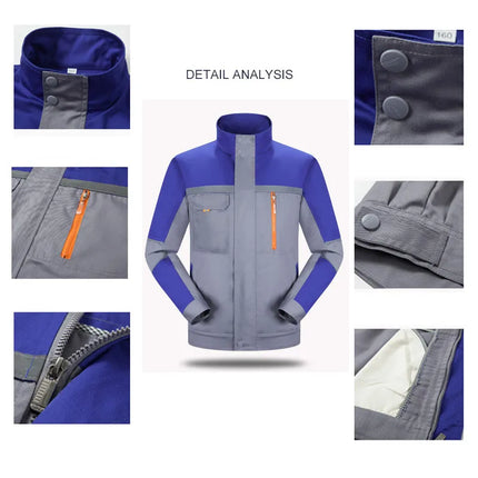 Mens Factory Work Shirt Uniform Long Sleeve Turn-Down Collar Workwear Motor Mechanic Repair Workshop Two-pocket T-shirts Tops-KarWorkwear