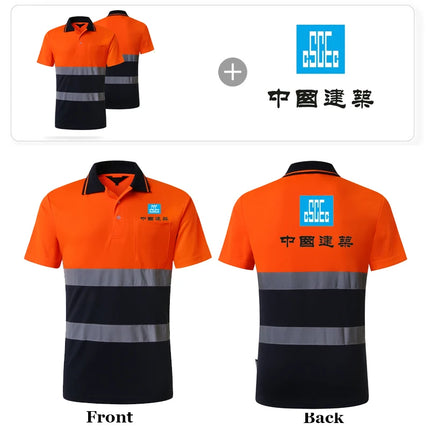 Custom Logo Safety Polo Shirt With Logo Orange Personalized High Visibility Reflective Shirt With Pockets Hi vis work shirt