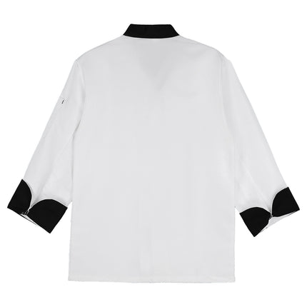 Unisex Mens Womens Chef Jacket Long Sleeve Contrast Color Coat Restaurant Kitchen Cooking Apparel Work Wear Uniform with Hat-KarWorkwear
