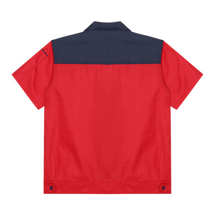 Men Women Short Sleeve Work Coat Workshop Shirts Motor Mechanic Uniform with Two-pocket T-shirts Man Workshop Overalls Top-KarWorkwear