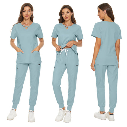 Beauty Salon Women Work Uniforms Plus Size Short-sleeved Health Services Suits Working Suits Summer Fashion Pet Scrubs Costume-KarWorkwear