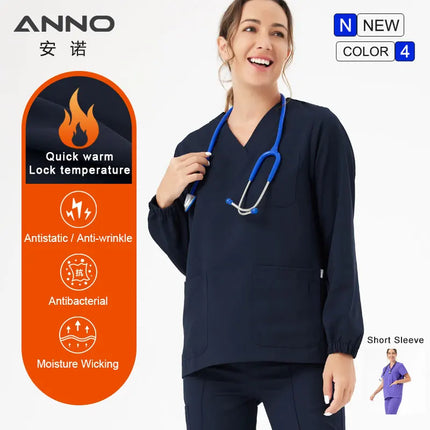 Unisex Medical Scrubs Set New Heat Preservation Thermostatic Fabric Nursing Robe Suit for Winter  Paramedic Coveralls Uniforms