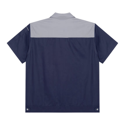Men Women Short Sleeve Work Coat Workshop Shirts Motor Mechanic Uniform with Two-pocket T-shirts Man Workshop Overalls Top-KarWorkwear