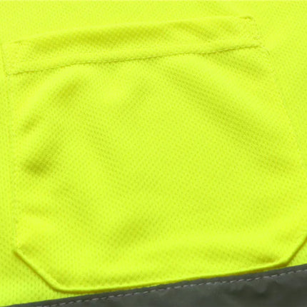 ANSI Class 2 Hi Vis Shirts Yellow Navy Long Sleeve Reflective Polo Shirt Safety Work Shirt for Construction Men