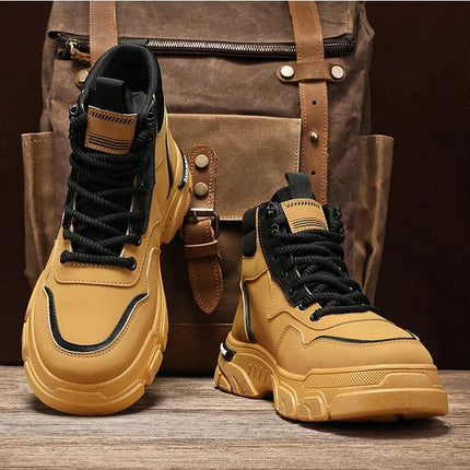 2025 autumn new breathable work boots for men, anti slip, wear-resistant, safety shoes, casual and comfortable sports shoes