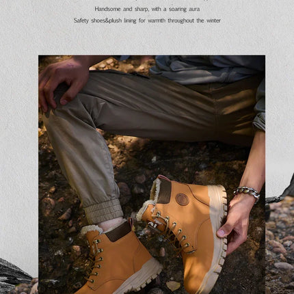 Latest 2024 Fashion Winter Warm Men's Work Safety Boots Waterproof Rugged Steel Toe Shoes Sneakers Safety Protection Coldproof