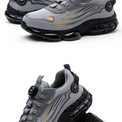 Rotating Button New Safety Shoes Men Anti-smash Anti-puncture Work Shoes Fashion Men Sport Shoes Security Protective Boots Men