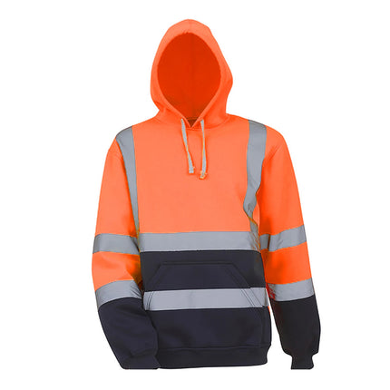 Reflective Hoodie Reflective Strip Men's Hoodie Coat with Drawstring Closure for Outdoor Work Safety Warm Cold-proof Overalls