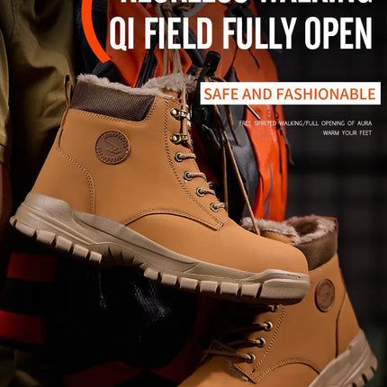Latest 2024 Fashion Winter Warm Men's Work Safety Boots Waterproof Rugged Steel Toe Shoes Sneakers Safety Protection Coldproof