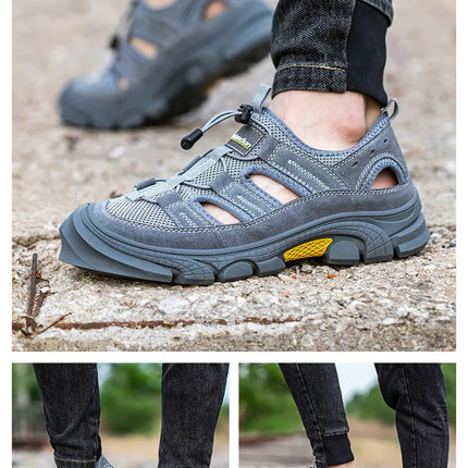 Safety Shoes Men Summer Breathable Work Sandals Men Anti-smash Anti-puncture Indestructible Shoes Work Sneakers Protective Shoes-KarWorkwear