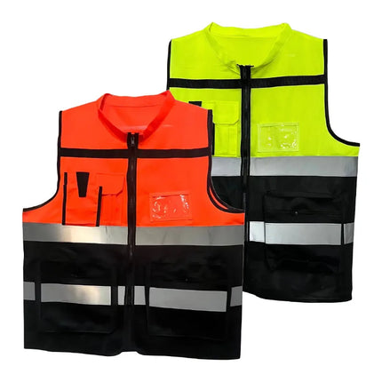 Durable Multi Pocket Workwear Vest With/Without Waistband Strip Protective Clothing Safety For Night Running Factory Unisex