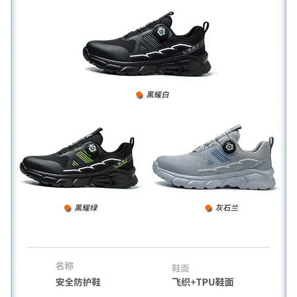 Rotating Button Men Shoes Security Sneakers Steel Toe Shoes Puncture-Proof work Shoes Anti-smash Sport Safety Shoes Protective-KarWorkwear