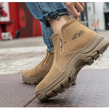 2023 Quality Leather Boots Men Safety Shoes Waterproof Work Boots Safety Steel Toe Shoes Men Puncture-Proof Indestructible Shoes-KarWorkwear