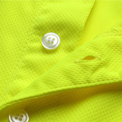 ANSI Class 2 Hi Vis Shirts Yellow Navy Long Sleeve Reflective Polo Shirt Safety Work Shirt for Construction Men