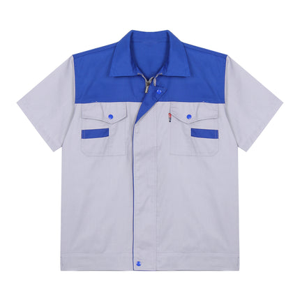 Men Women Short Sleeve Work Coat Workshop Shirts Motor Mechanic Uniform with Two-pocket T-shirts Man Workshop Overalls Top-KarWorkwear
