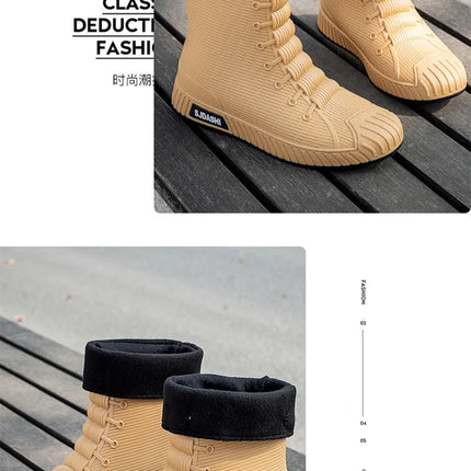 Versatile Casual Short-barreled Waterproof Shoes Men Women Lined With Fleece Warmth Anti-slip Wear-resistant Outdoors Rain Boots