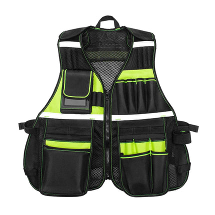 Workwear Allround Work Tool Vest Safety Vest with Multi-pockets and Zipper Heavy Duty Tool Vest for Electricians