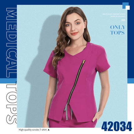 Dental Hospital Medical Scrubs Tops Women V-Neck Surgical Nurse Uniforms Blouse Pet Veterinary Scrubs Workwear Wholesale Prices-KarWorkwear