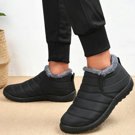 Men's Boots Slip On Winter Shoes For Men Ankle Boots Winter Booties For Men Fur Shoes Waterproof Snow Boots Warm Casual Botas