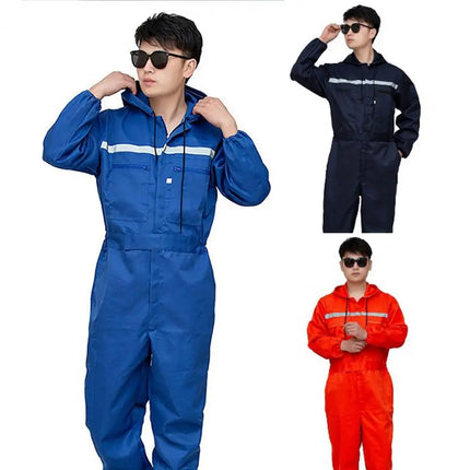 Unisex Workwear Durable Unisex Work Overalls with Reflective Zipper Pockets A Reliable Safety Uniform for Mechanics Auto-KarWorkwear