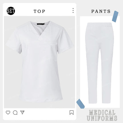Women Men Straight Pants Set Medical Nurse Uniform Hospital Work Clothes Dentist Overalls Nursing Accesorios Surgical Scrub Set-KarWorkwear