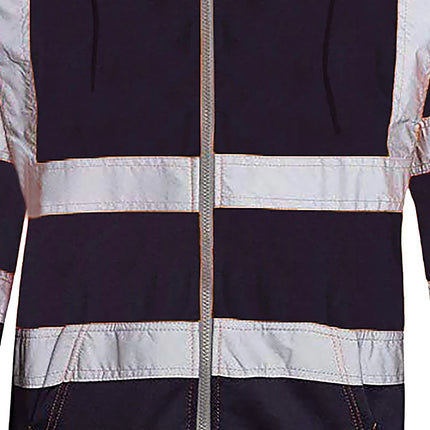 Men Reflective Stripe Hoodie Sweatshirt Long Sleeve Fitting Zipper Hooded Pullover Sanitation Workers Work Clothes Sweatshirt