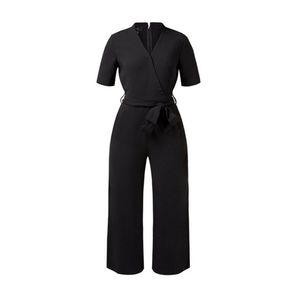 NNT Womens Short Sleeve Formal Jumpsuit Invisible Button Pleats Waist Tie CAT3RT-KarWorkwear