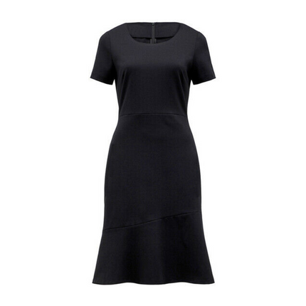 NNT Womens Short Sleeve Dress Ponte Knit Waist Seam Formal Knee Length CAT67K-KarWorkwear