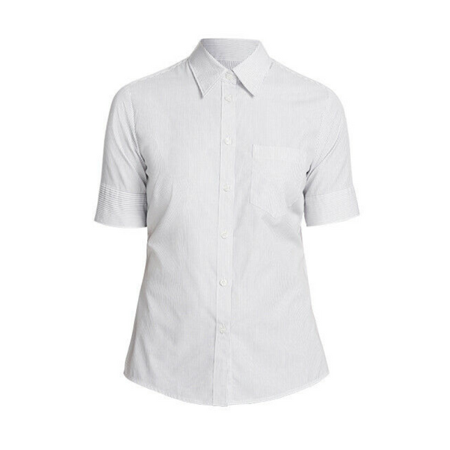 NNT Womens Cotton Shirts Fine Stripe Formal Short Sleeve Action Back CATU5N-KarWorkwear