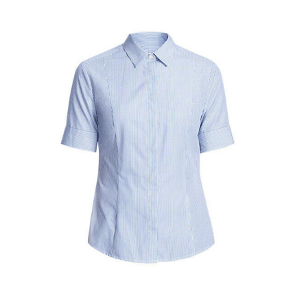 NNT Women Balance Stripe Short Sleeve Formal Shirts Styled Comfy Business CATU79-KarWorkwear