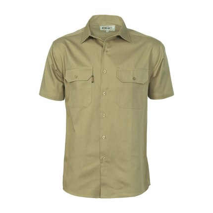 DNC Workwear Mens Cotton Drill Close Front Work Shirt Short Sleeve 3203-KarWorkwear