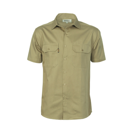 DNC Workwear Mens Cotton Drill Close Front Work Shirt Short Sleeve 3203-KarWorkwear