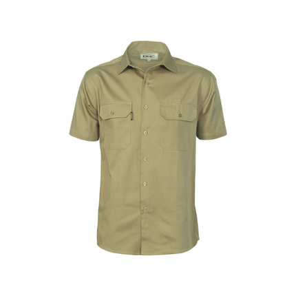 DNC Workwear Mens Cotton Drill Close Front Work Shirt Short Sleeve 3203-KarWorkwear