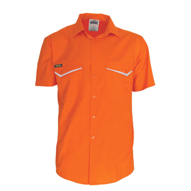 DNC Mens HiVis RipStop Cotton Cool Shirt S/S Lightweight Breathable Comfort 3583-KarWorkwear