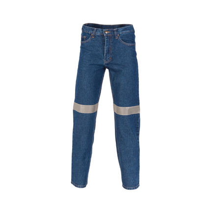 DNC Workwear Mens Relective Denim Jeans CSR R/Tape Comfortable Work 3327-KarWorkwear