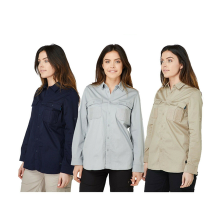 Womans Elwood Workwear Work Utility Stretch Twill Shirt Roll Up Sleeves EWD701-KarWorkwear