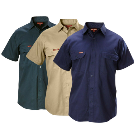 Hard Yakka Cotton Drill Work Shirt Button Short Sleeve Workwear Top Y07510-KarWorkwear