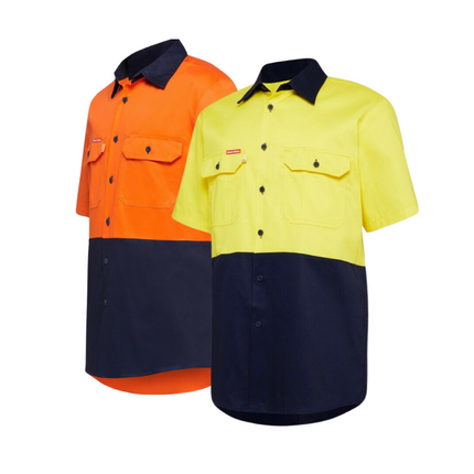 Hard Yakka Mens Core Light Weight Summer Work Drill Hi-Vis Shirt Safety Y04620-KarWorkwear