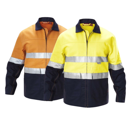 Hard Yakka Hi-Vis Tradie Cotton Work Jacket Tough Taped Comfy Warm Y06545-KarWorkwear