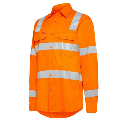 Mens Hard Yakka Rain Lightweight Drill Shirt Tape Hi-Vis Biomotion Safety Y04265-KarWorkwear