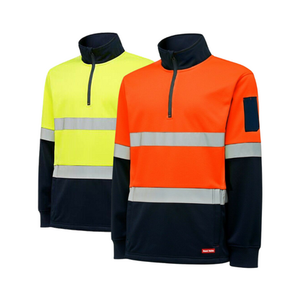 Hard Yakka Utility Hi-Vis 2 Tone Brushed Fleece Crew Jumper Work Y19270-KarWorkwear