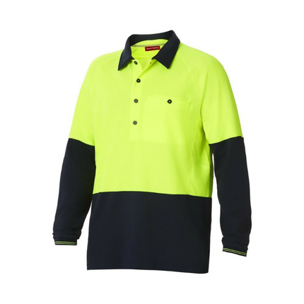 Hard Yakka Koolgear Hi-Vis Summer Long Sleeve Vent Polo Shirt Work Y11389-KarWorkwear