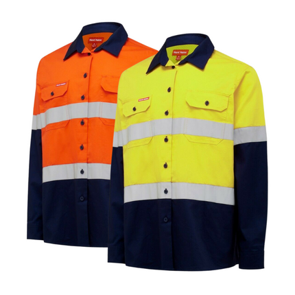 Womens Hard Yakka Hi-Vis Shirt Light Weight Vent Taped Modern Fit Y08805-KarWorkwear