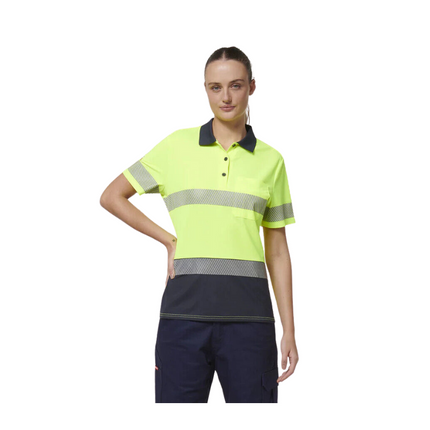 Hard Yakka Womens Short Sleeve HI Vis Reflective Taped Polo Y08602-KarWorkwear