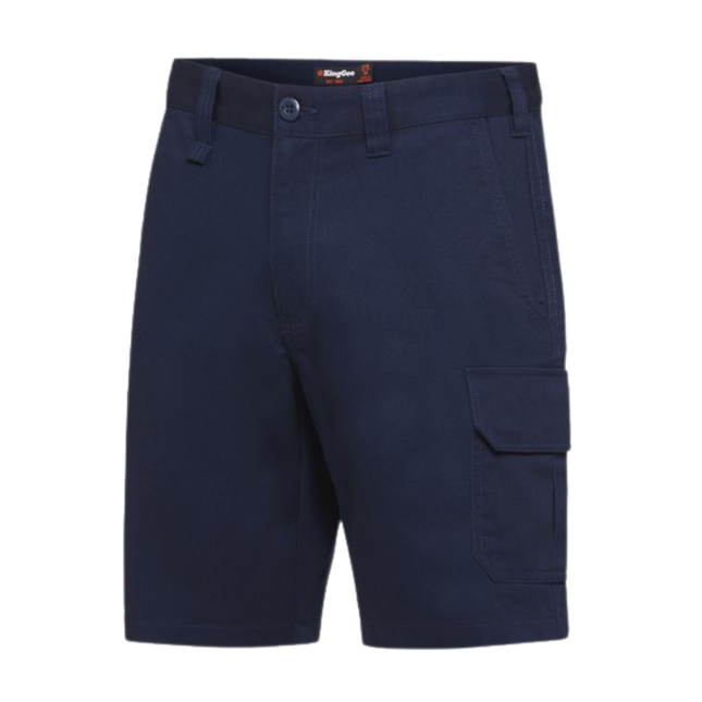 KingGee Mens Stretch Cargo Shorts Work Flat Front Safety Belt Loops Phone K07005-KarWorkwear