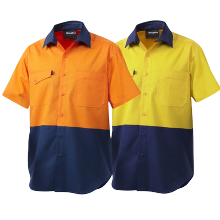 KingGee Mens Workcool 2 Hi-Vis Shirt Short Sleeve Summer Button Work K54875-KarWorkwear