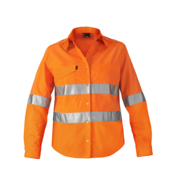 KingGee WorkCool 2 Womens Hi Vis Taped Shirt Long Sleeve Work Lightweight K44545-KarWorkwear